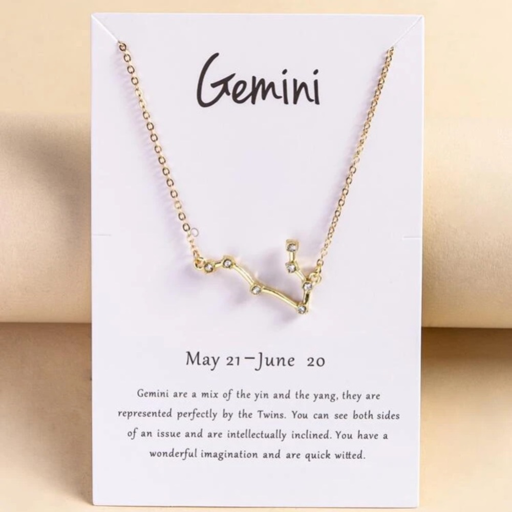 💎 Gemini zodiac rhinestone pendant necklace